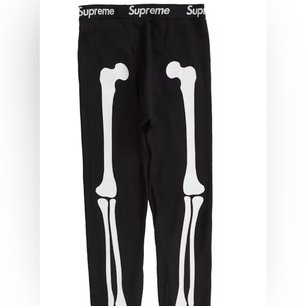 Supreme x Hanes Thermal Long Johns Black and White Skeleton Pants